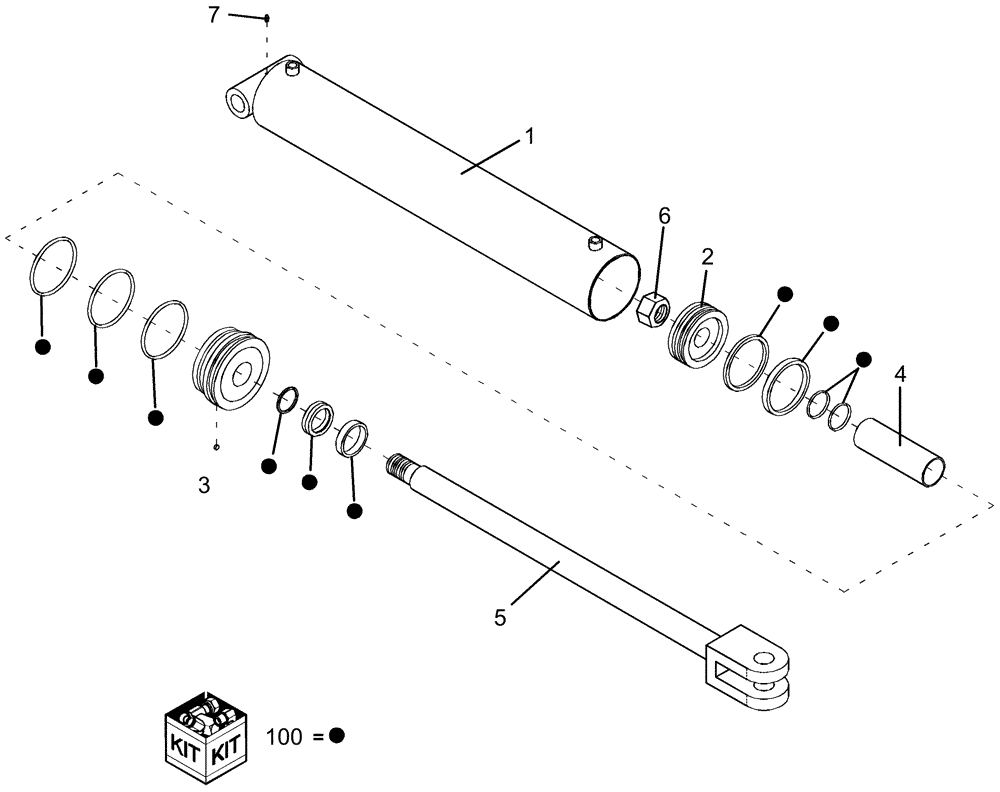 Схема запчастей Case IH 1260 - (35.116.09) - HYDRAULIC CYLINDER - 6" X 23" (35) - HYDRAULIC SYSTEMS