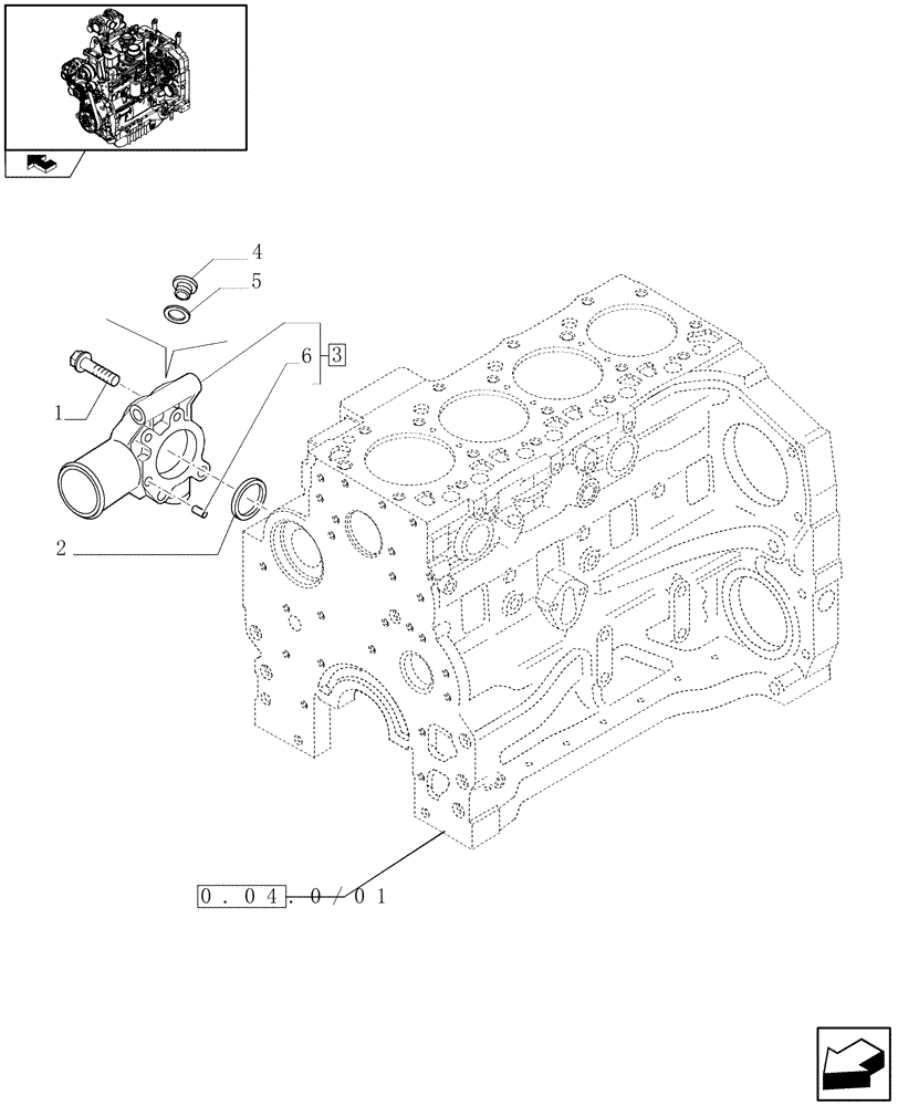 Схема запчастей Case IH FARMALL 95N - (0.32.3/01) - PIPING - ENGINE COOLING SYSTEM (01) - ENGINE