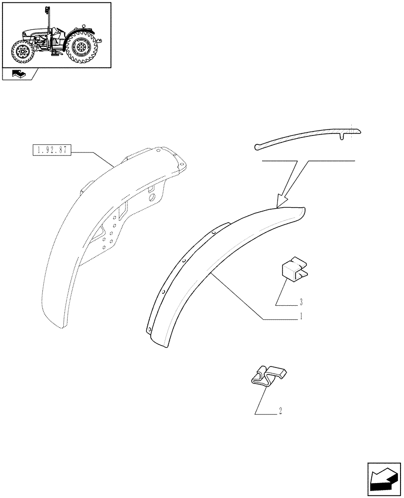 Схема запчастей Case IH FARMALL 75C - (1.92.87/03) - (VAR330492-331492-333493-332674) FLAT TYPE EXTENSIONS FOR REAR FENDERS (10) - OPERATORS PLATFORM/CAB