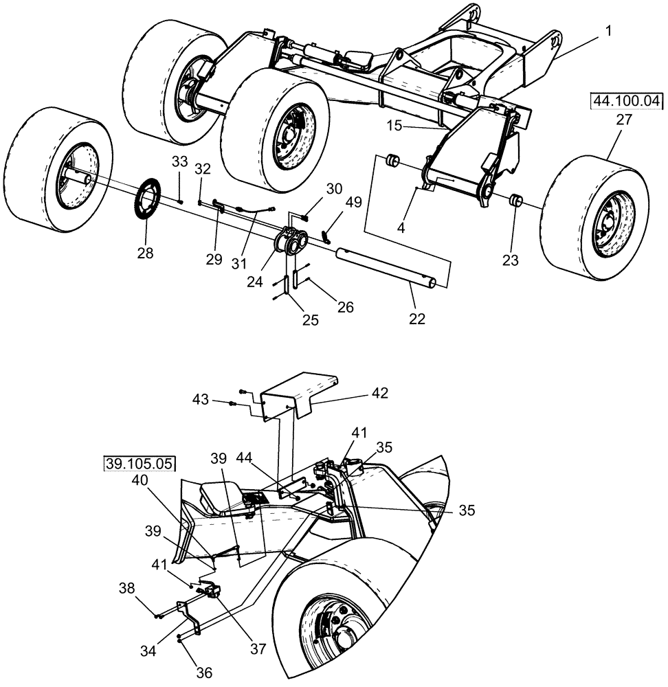 Схема запчастей Case IH 1260 - (41.200.03[01]) - STEERING - AXLE FRAME, CARRIER 22" (41) - STEERING