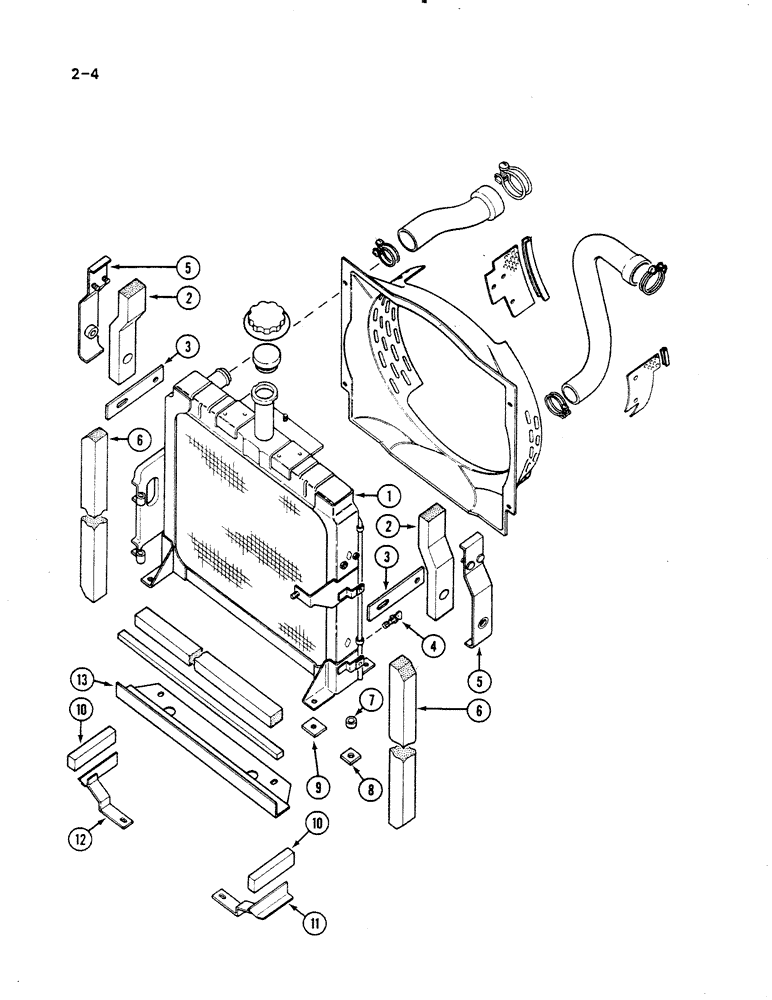 Схема запчастей Case IH 485 - (2-004) - RADIATOR AND CONNECTIONS, P.I.N. 18001 AND AFTER (02) - ENGINE