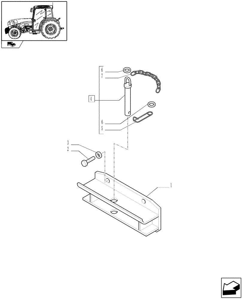 Схема запчастей Case IH FARMALL 75N - (1.44.0) - FRONT WEIGHT CARRIER WITH INTEGRATED TOW HOOK FOR STANDARD AXLE (VAR.330225 / 743503) (04) - FRONT AXLE & STEERING