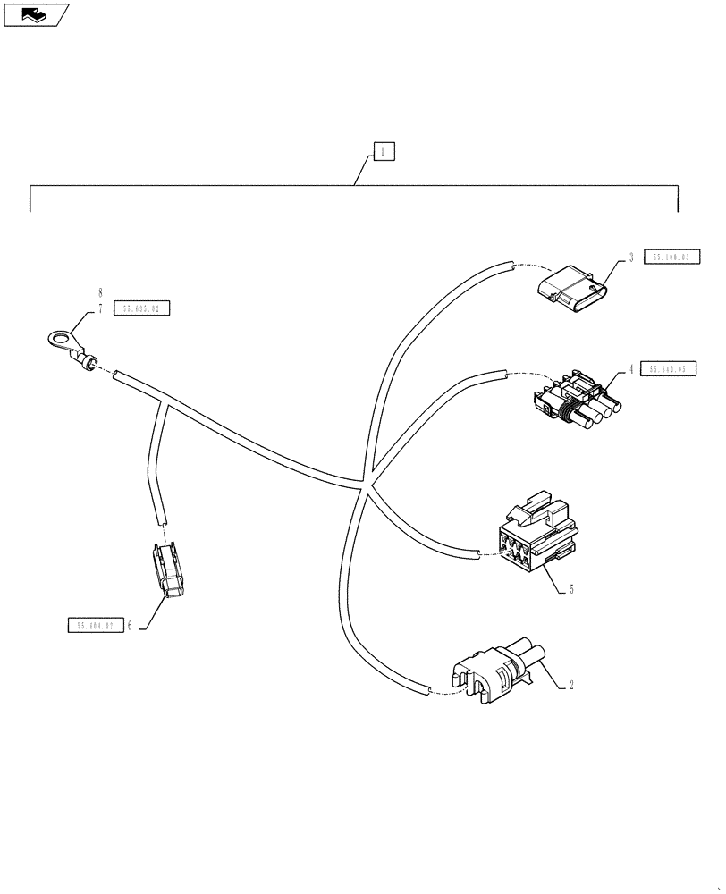 Схема запчастей Case IH 610 - (55.100.12) - REMOTE MODULE HARNESS (55) - ELECTRICAL SYSTEMS