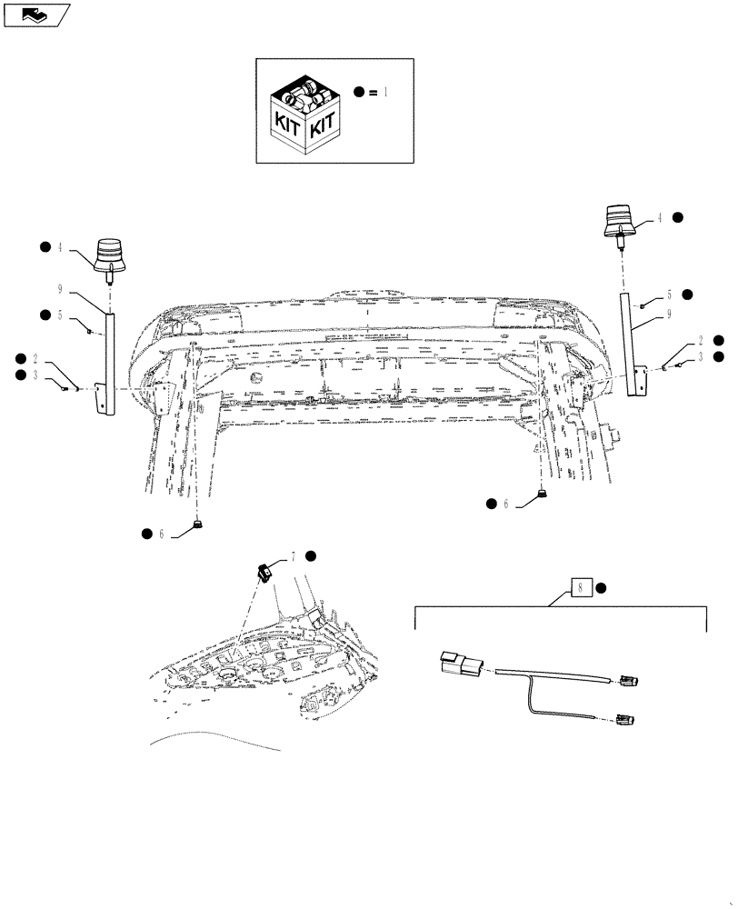 Схема запчастей Case IH 3230 - (55.404.11[01]) - BEACON LIGHT, DUAL, BEGINNING 06/2009 AND BSN YCT032160 (55) - ELECTRICAL SYSTEMS