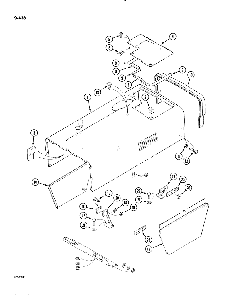 Схема запчастей Case IH 885 - (9-438) - HOOD AND SIDE PANELS, WITH CAB (09) - CHASSIS/ATTACHMENTS