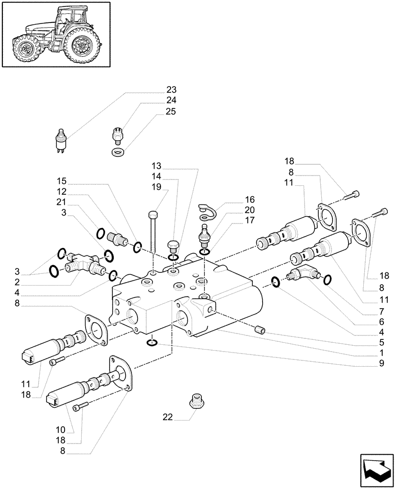 Схема запчастей Case IH MXM190 - (1.80.7/06[01A]) - (VAR.146/1) SUPP. GEAR REDUCTION UNIT FOR FULL POWER SHIFT - PTO CLUTCH - D5497 (07) - HYDRAULIC SYSTEM