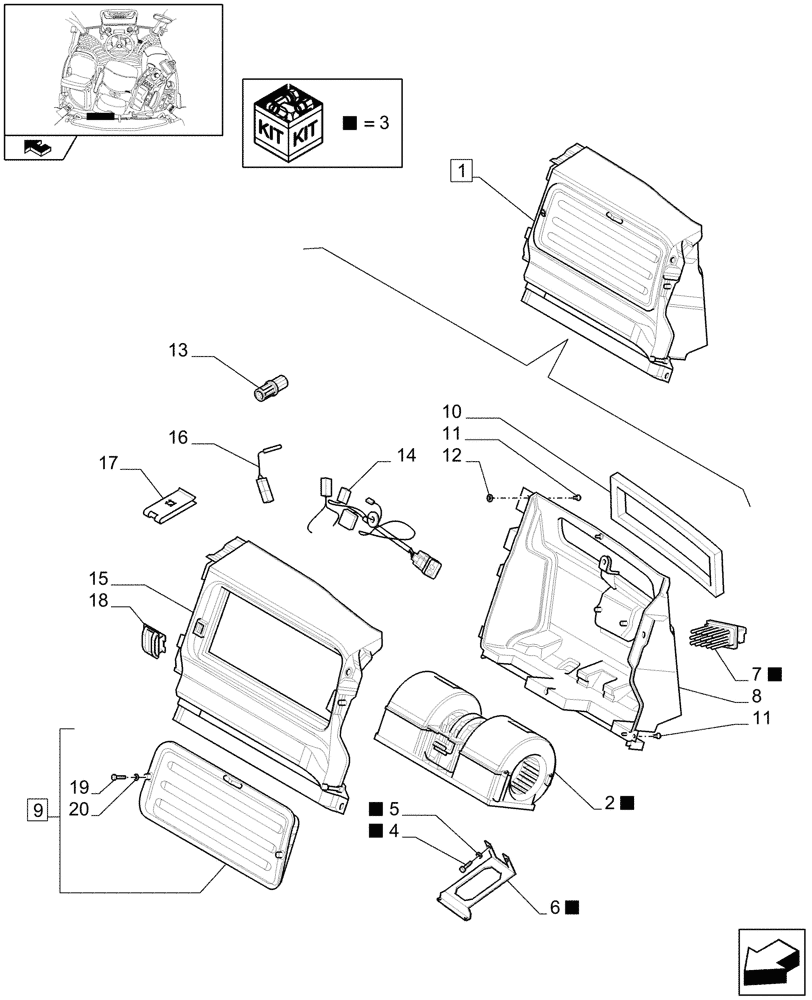 Схема запчастей Case IH PUMA 140 - (1.94.2/01A) - BLOWER - BREAKDOWN (10) - OPERATORS PLATFORM/CAB