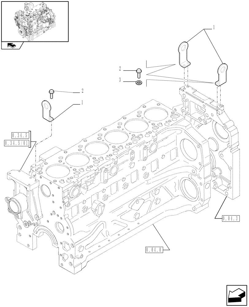 Схема запчастей Case IH PUMA 155 - (0.45.0) - HOOKS - ENGINE (01) - ENGINE