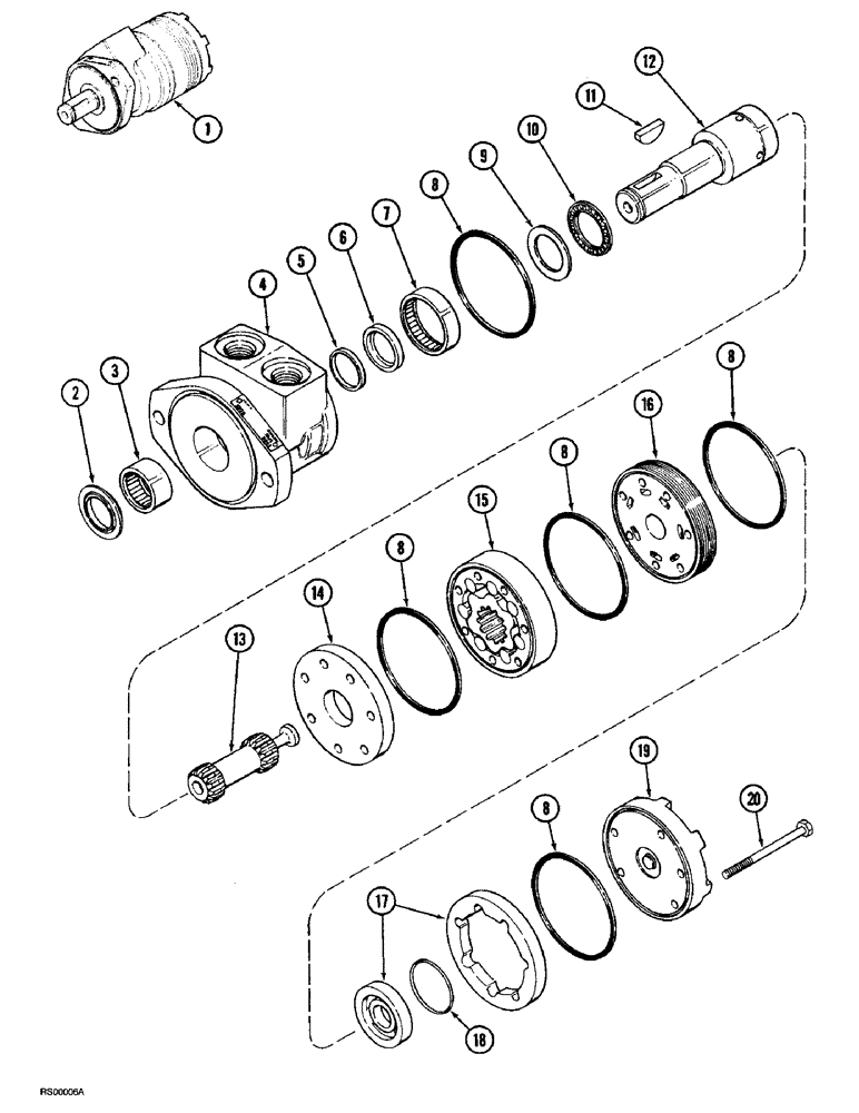 Схема запчастей Case IH 1015 - (8-04) - PICKUP DRIVE, HYDRAULIC MOTOR (35) - HYDRAULIC SYSTEMS