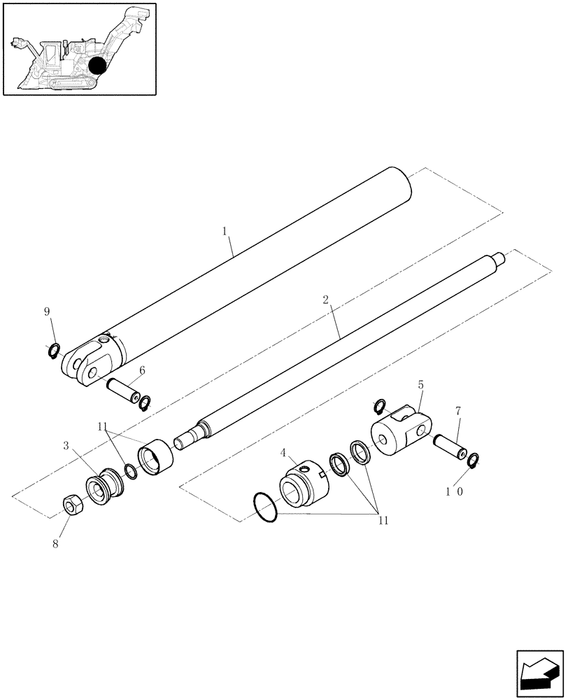 Схема запчастей Case IH A4000 - (B02.07[01]) - HYDRAULIC CYLINDER (ELEVATOR LIFT) Hydraulic Components & Circuits