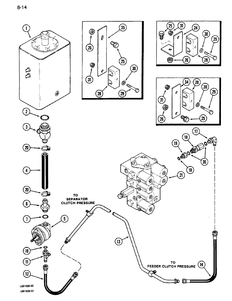 Схема запчастей Case IH 1640 - (8-14) - HEADER LIFT SUPPLY SYSTEM, P.I.N. JJC0034001 AND AFTER (07) - HYDRAULICS