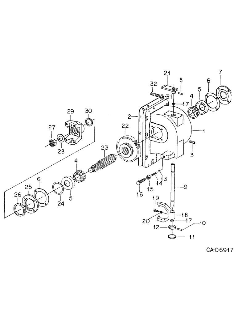 Схема запчастей Case IH 3288 - (07-41) - DRIVE TRAIN, TRANSFER CASE, TRACTORS WITH ALL WHEEL DRIVE, WITH ONE PIECE DRIVE SHAFT (04) - Drive Train