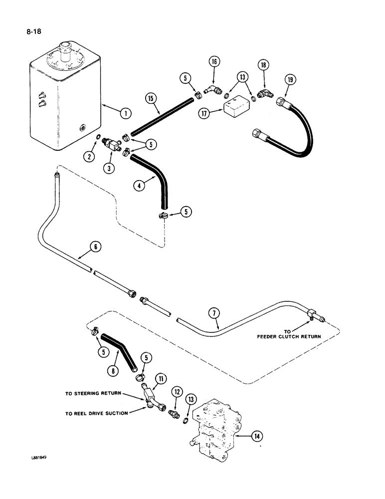 Схема запчастей Case IH 1640 - (8-18) - HEADER LIFT RETURN SYSTEM, P.I.N. JJC0034001 AND AFTER (07) - HYDRAULICS