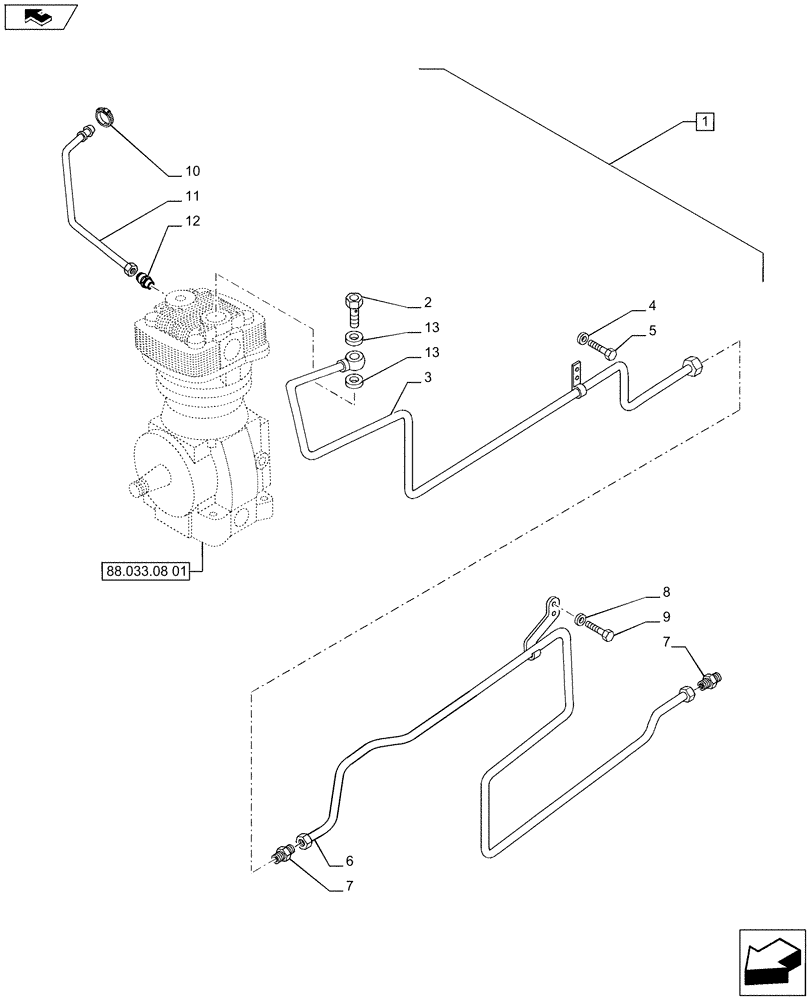 Схема запчастей Case IH PUMA 170 - (88.033.08[03]) - DIA KIT - PNEUMATIC TRAILER BRAKE (UNIVERSAL) - PIPES (88) - ACCESSORIES