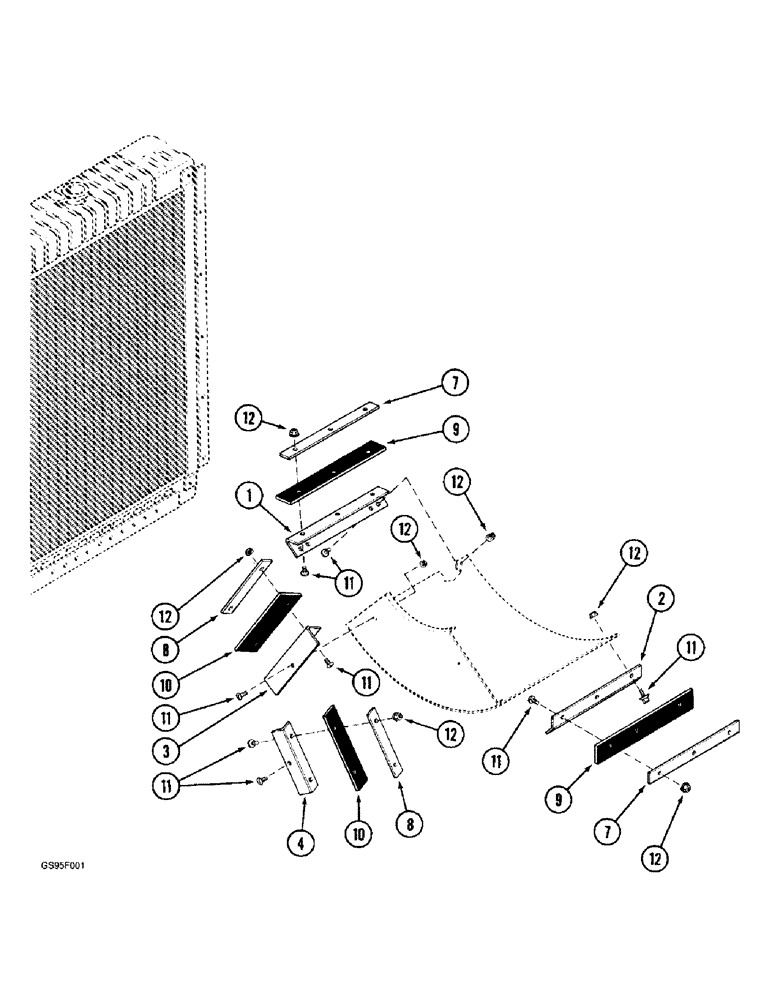 Схема запчастей Case IH 1670 - (2-04) - RADIATOR BAFFLE SUPPORTS (01) - ENGINE