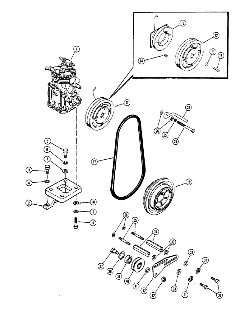 Схема запчастей Case IH 1570 - (310) - AIR CONDITIONER, COMPRESSOR MOUNTING AND DRIVE (09) - CHASSIS/ATTACHMENTS