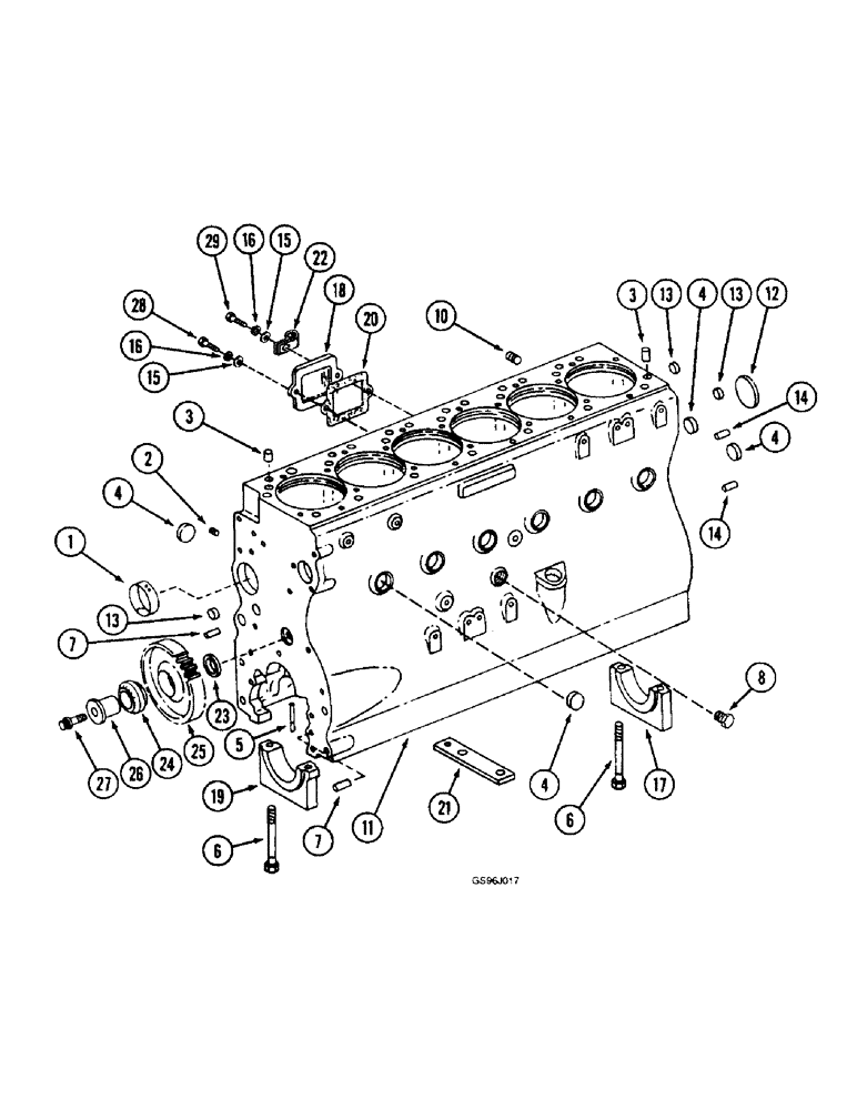 Схема запчастей Case IH 1660 - (2-34) - CYLINDER BLOCK, DT466B ENGINE (01) - ENGINE