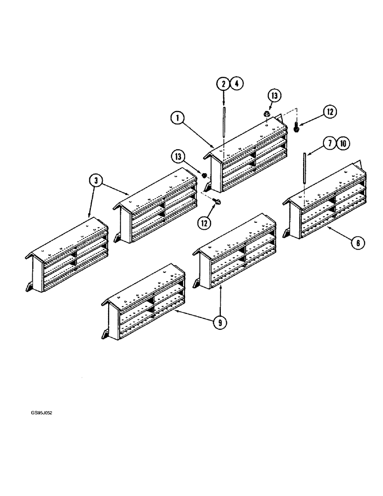 Схема запчастей Case IH 1682 - (9-050) - CONCAVE EXTENSIONS (09) - CHASSIS ATTACHMENTS