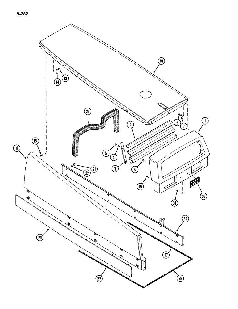 Схема запчастей Case IH 2094 - (9-382) - UPPER GRILLE, HOOD AND PANELS (09) - CHASSIS/ATTACHMENTS