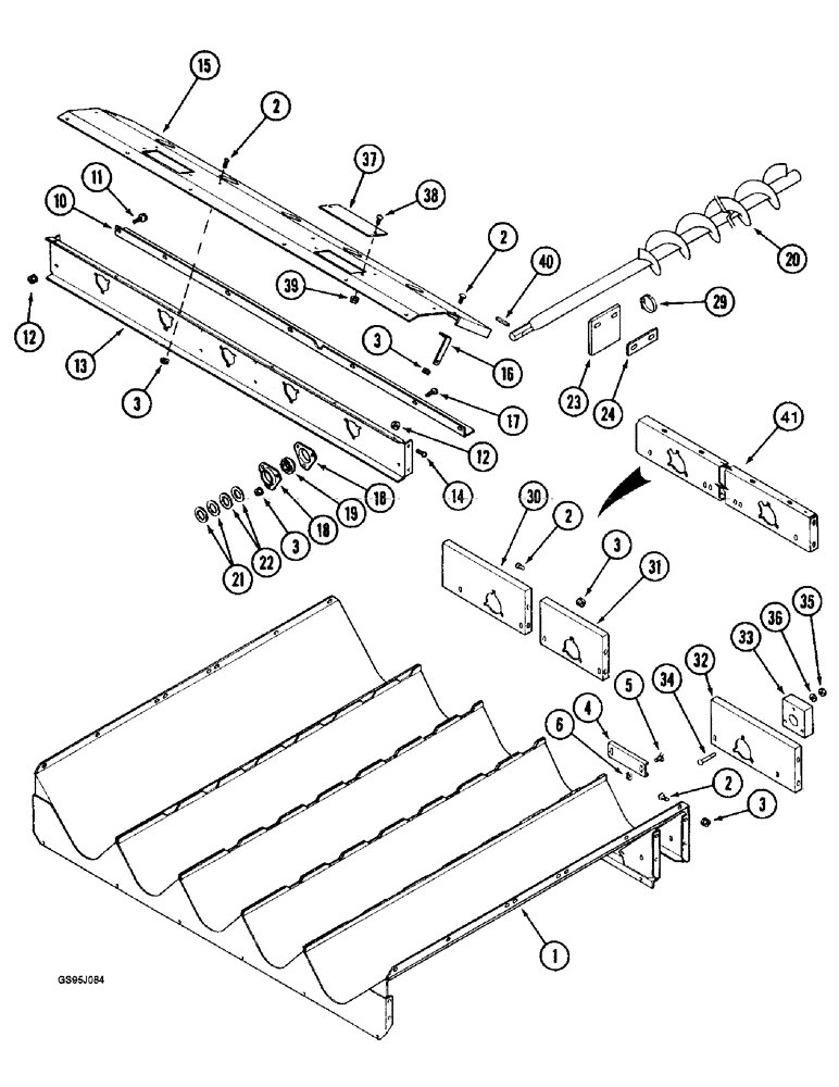 Схема запчастей Case IH 1682 - (9-114) - SHOE AUGER BED (09) - CHASSIS ATTACHMENTS