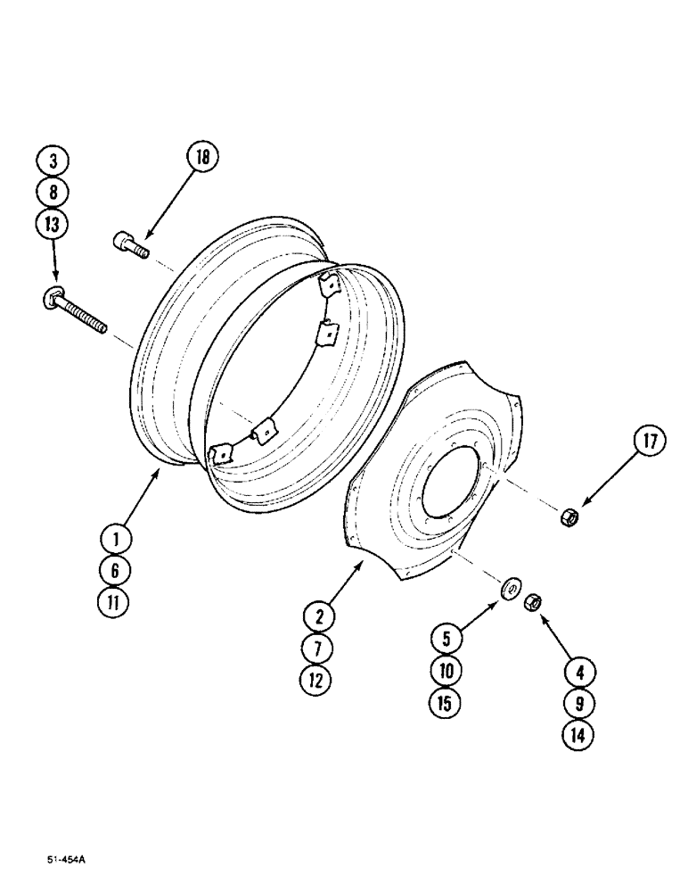 Схема запчастей Case IH 5150 - (6-150) - REAR WHEELS - ADJUSTABLE, FOR TIRES : 20.8-38 (06) - POWER TRAIN