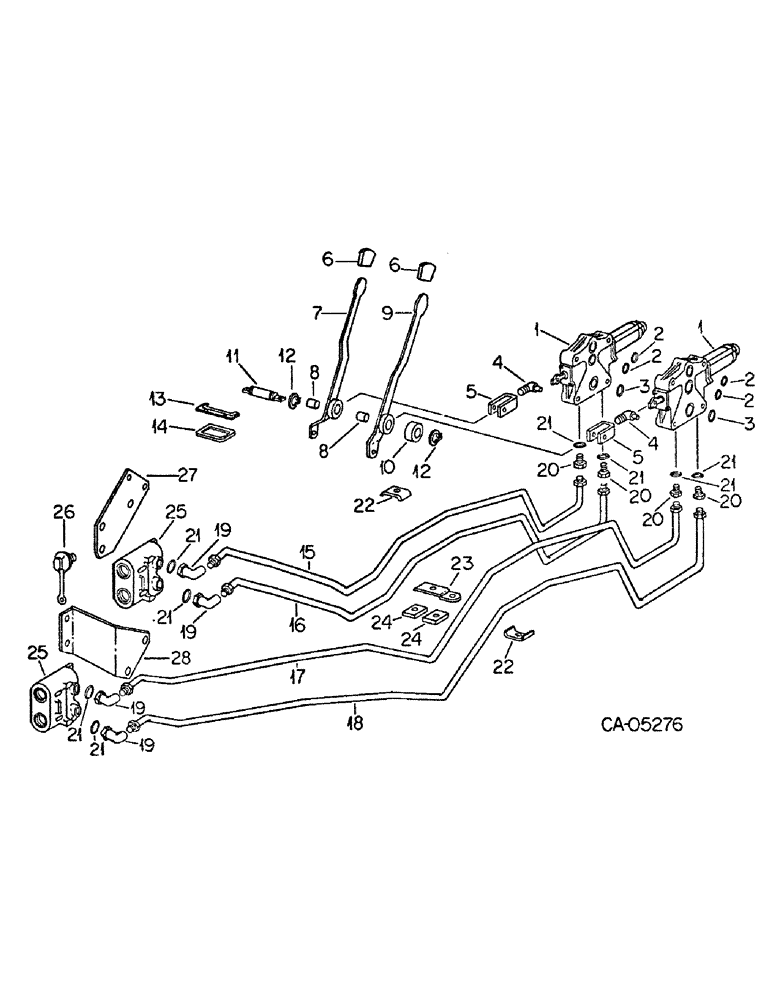 Схема запчастей Case IH 1586 - (10-38) - HYDRAULIC, DOUBLE AUXILIARY VALVES, 1586 TRACTOR WITH SERIAL NO. 20999 AND BELOW (07) - HYDRAULICS