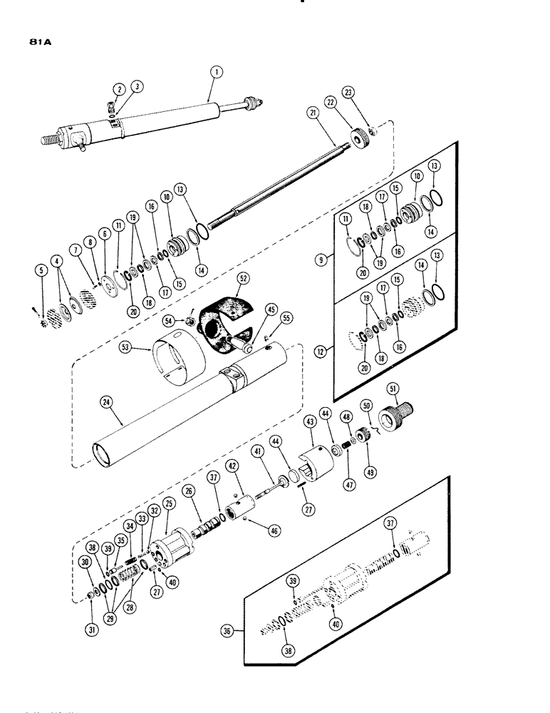 Схема запчастей Case IH 930-SERIES - (081A) - A24736 POWER STEERING CYLINDER, USED PRIOR TO TRACTOR SERIAL NUMBER 8289220 (05) - STEERING