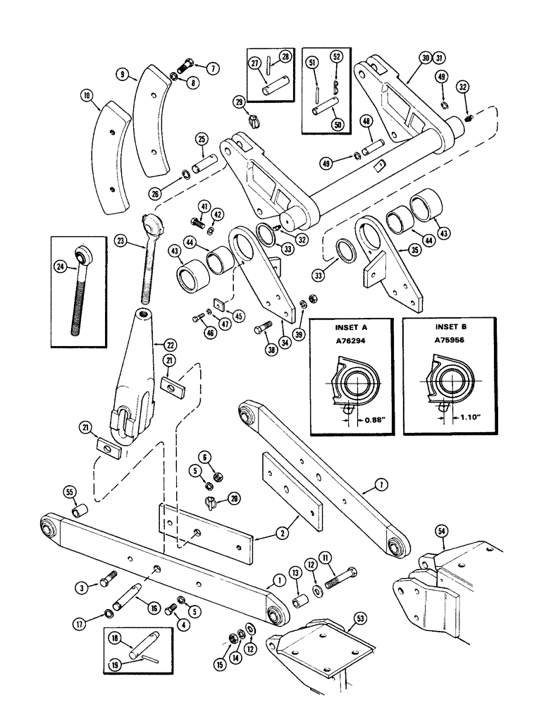 Схема запчастей Case IH 2470 - (222) - 3 POINT HITCH, DRAFT ARM, LIFT ARM AND ROCKSHAFT (09) - CHASSIS/ATTACHMENTS