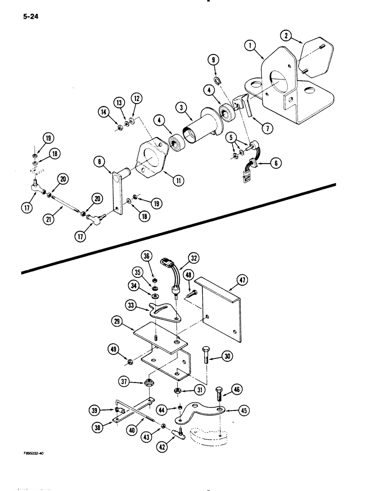 Схема запчастей Case IH 9130 - (5-24) - STEERABLE AXLE CONTROLS, POTENTIOMETER MOUNTING AND LINKAGE (05) - STEERING