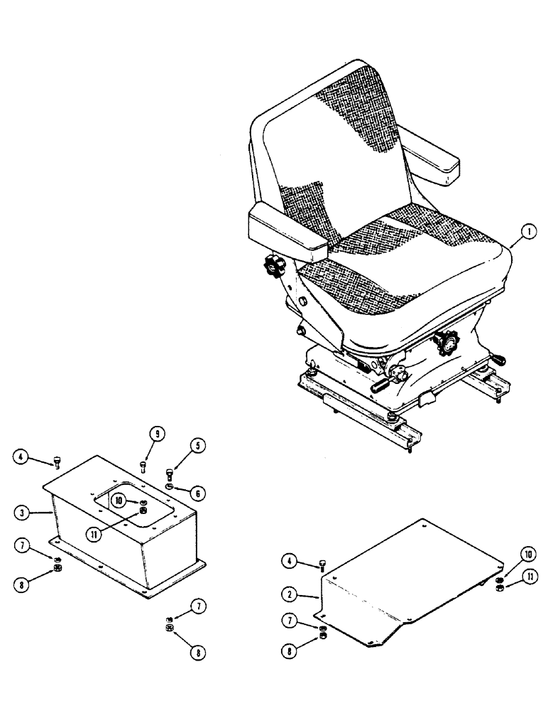 Схема запчастей Case IH 2670 - (438) - SEAT CONVERSION ATTACHMENT, STANDARD SEAT TO DELUXE SWIVEL SEAT (09) - CHASSIS/ATTACHMENTS