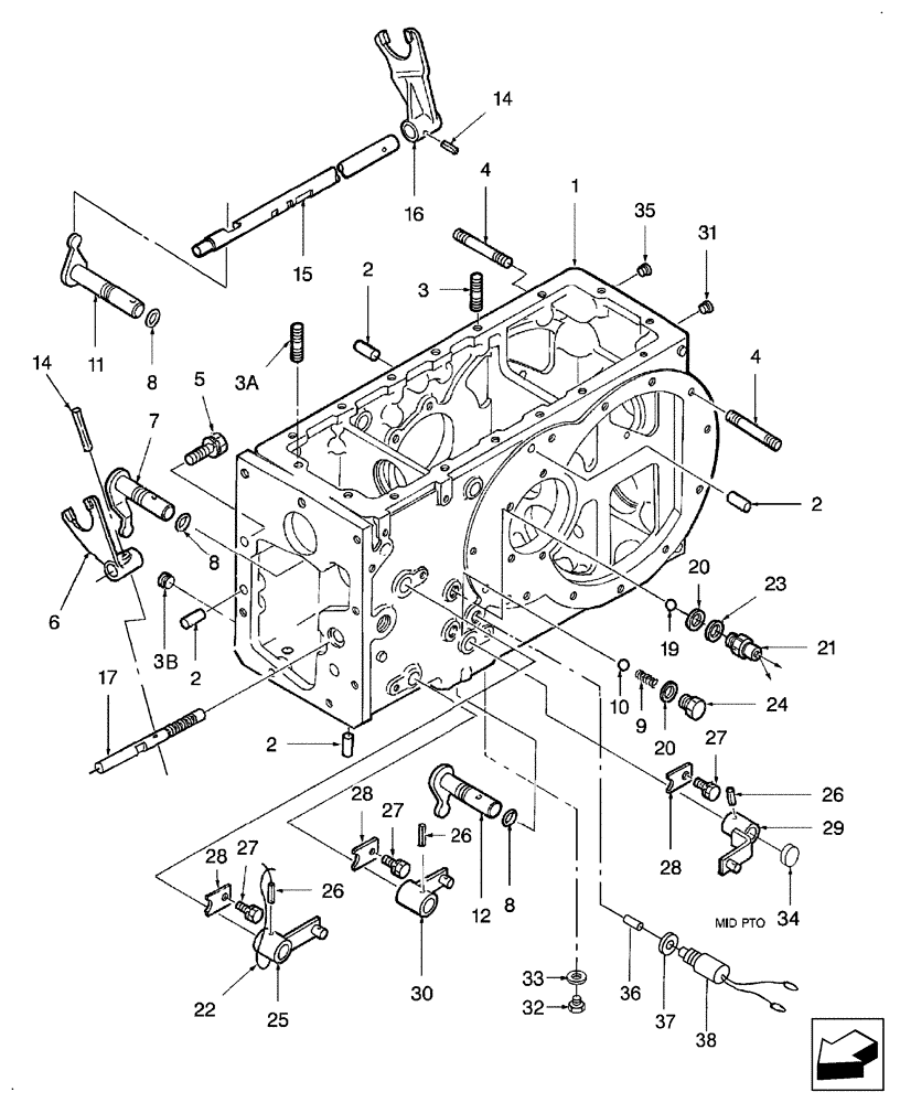 Схема запчастей Case IH FARMALL 31 - (03.10) - REAR TRANSMISSION CASE & SHIFTER 9 X 3 & HST (03) - TRANSMISSION