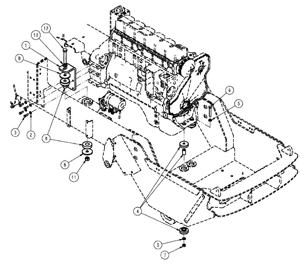 Схема запчастей Case IH TITAN 4520 - (02-003) - ENGINE MOUNT GROUP (01) - ENGINE