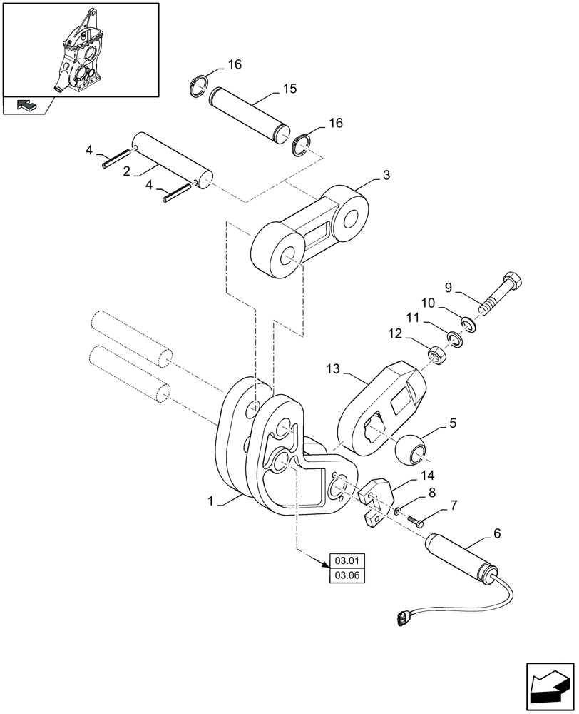 Схема запчастей Case IH LBX432R - (03.11[01]) - PLUNGER, LOAD MEASUREMENT (03) - MAIN GEARBOX