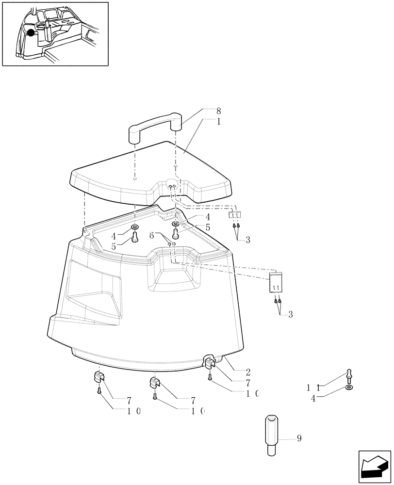 Схема запчастей Case IH PUMA 210 - (1.93.0/01) - (VAR.577) REAR CORNER STORAGE BOX (10) - OPERATORS PLATFORM/CAB