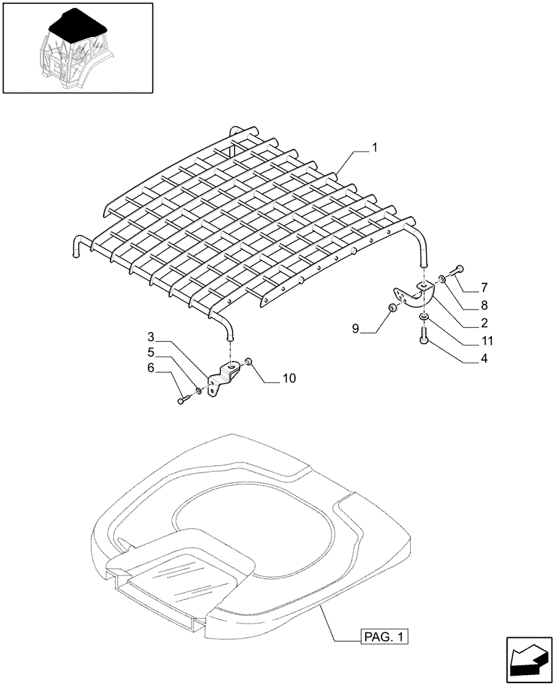 Схема запчастей Case IH MAXXUM 115 - (1.94.0[05A]) - ROOF WITH LOW PROFILE - EXTERNAL PROTECTION - D6825 - C7193 (10) - OPERATORS PLATFORM/CAB