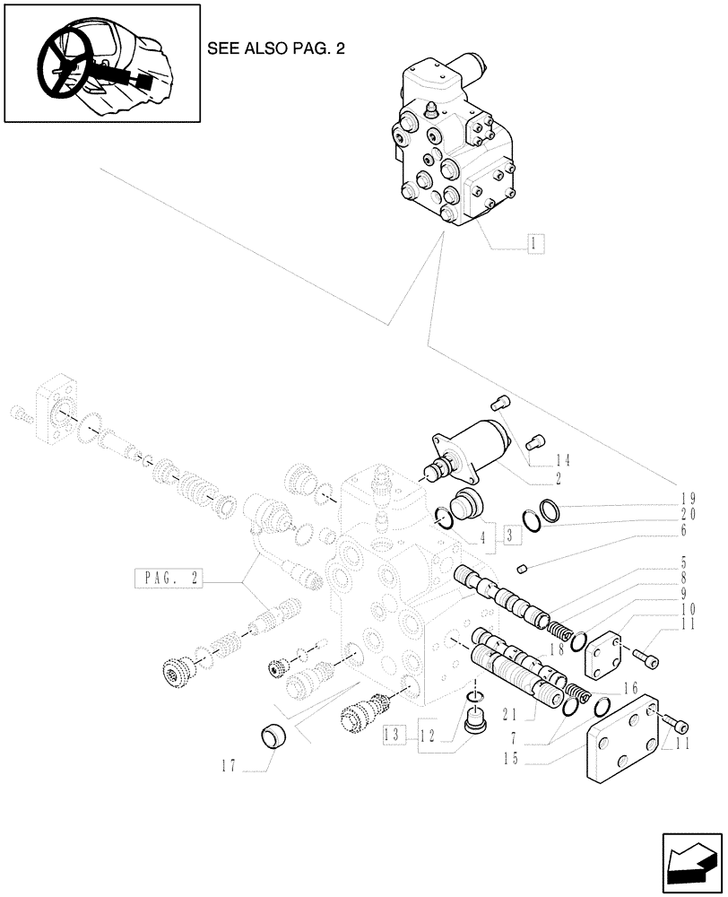 Схема запчастей Case IH PUMA 195 - (1.95.5/02B[01]) - VALVE - BREAKDOWN (10) - OPERATORS PLATFORM/CAB