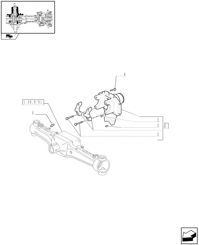 Схема запчастей Case IH PUMA 115 - (1.40. 9/05[01]) - (CL.3) SUSPENDED FRONT AXLE WITH HYDR. DIFF. LOCK, ST. SENSOR AND BRAKES - SUPPORT - C5954 (VAR.330427) (04) - FRONT AXLE & STEERING