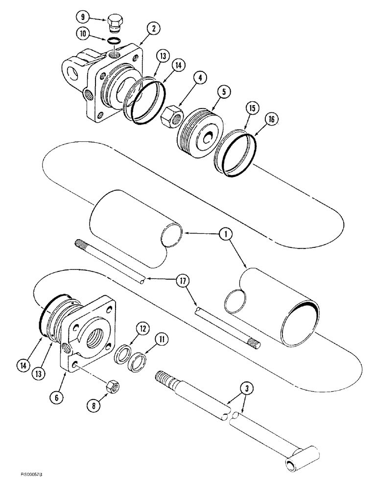 Схема запчастей Case IH 4300 - (8-054) - CYLINDER ASSEMBLY, 224795C92 (08) - HYDRAULICS