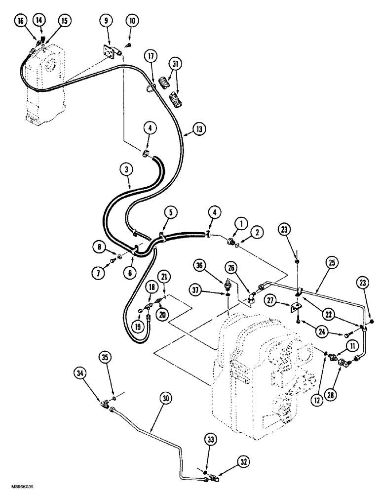 Схема запчастей Case IH 9380 - (6-124) - TRANSMISSION LUBRICATION, TRANSMISSION TO PTO TRANSFER CASE, SYNCHROSHIFT TRACTOR (06) - POWER TRAIN