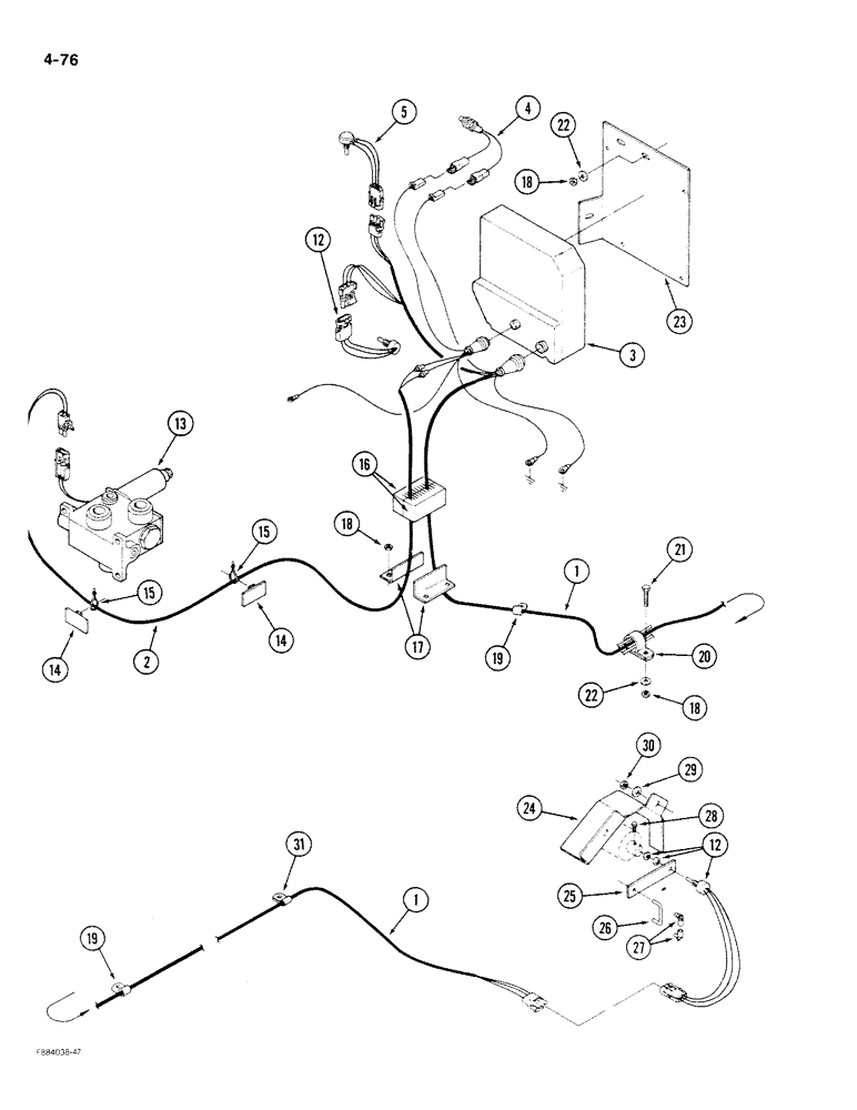 Схема запчастей Case IH STEIGER - (4-076) - THREE POINT HITCH HARNESSES (04) - ELECTRICAL SYSTEMS