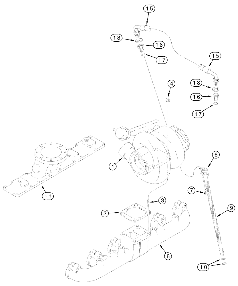 Схема запчастей Case IH 2388 - (02-31) - TURBOCHARGER SYSTEM - BSN JJC0273000 (01) - ENGINE