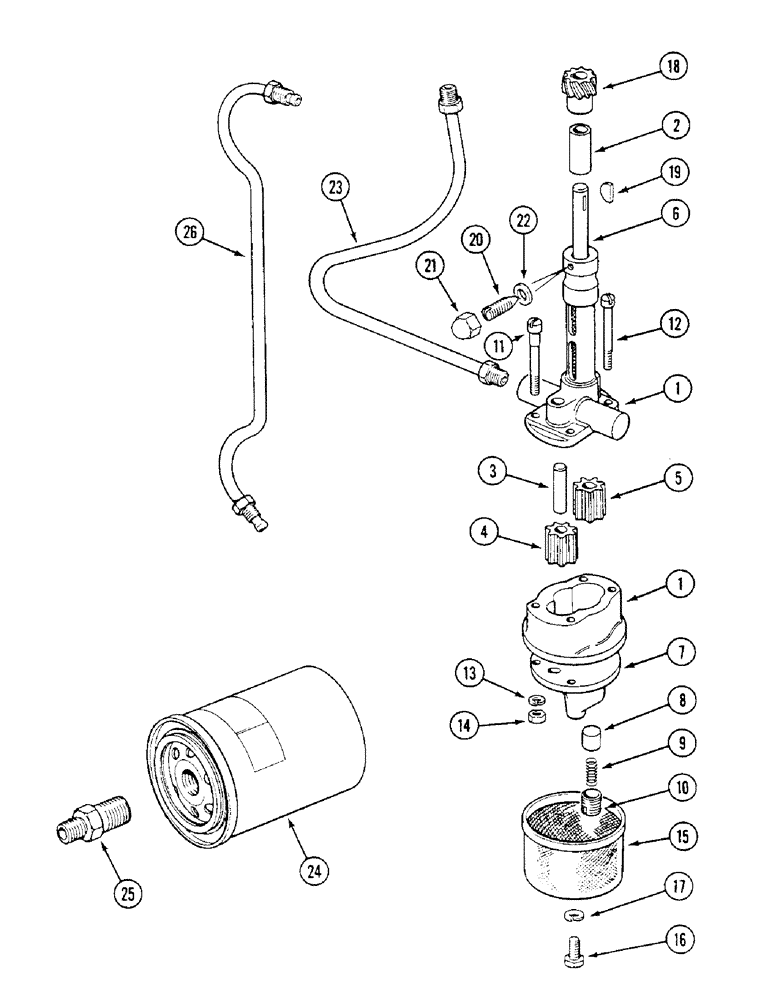 Схема запчастей Case IH 1294 - (2-22) - OIL PUMP, TUBES AND FILTER (02) - ENGINE