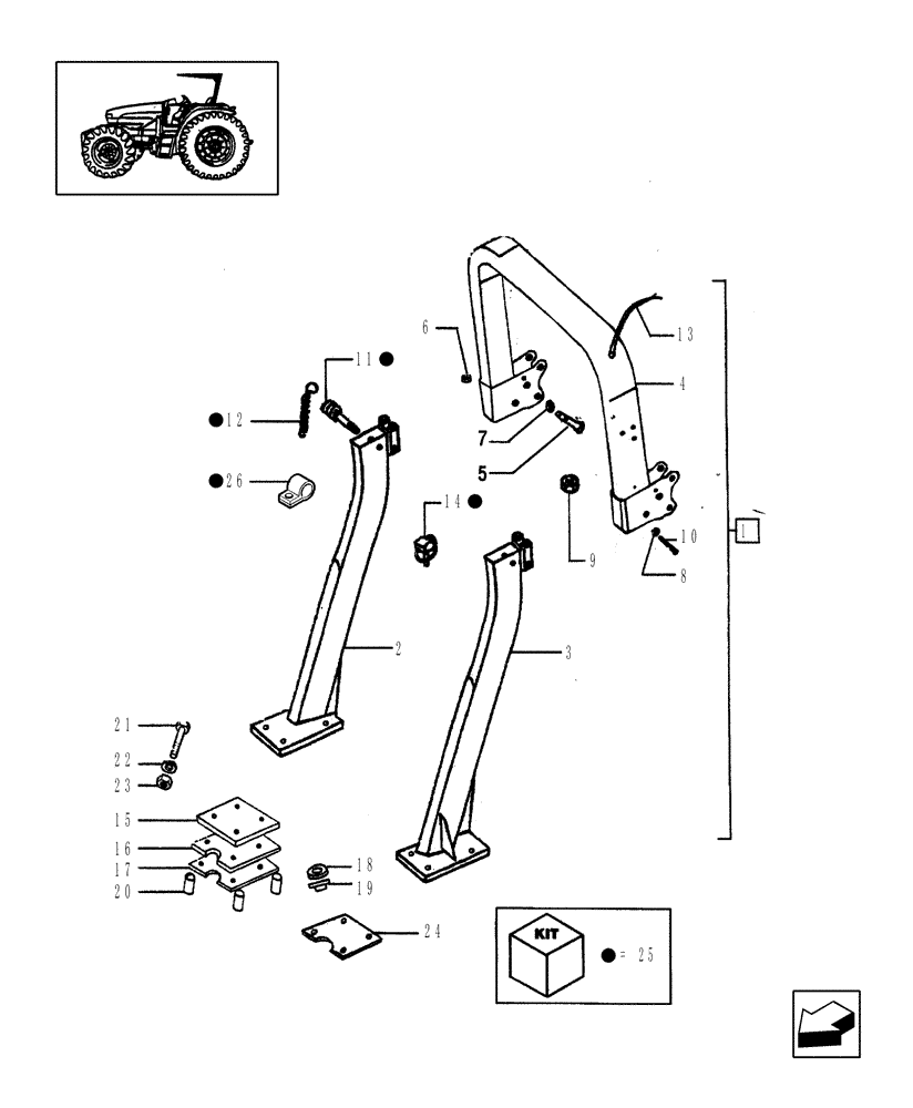 Схема запчастей Case IH JX75 - (1.87.7[02]) - (VAR.876) COLLAPSIBLE ROPS (08) - SHEET METAL