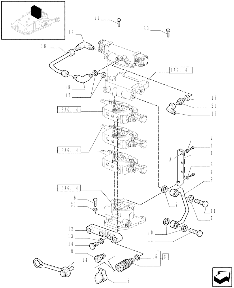 Схема запчастей Case IH JX1070C - (1.82.7/10[06]) - (VAR.164) 3 REMOTE VALVES FOR EDC (1 STD+1 W/FL.+1 W/FL.) - QUICK COUPLING - D5484 (07) - HYDRAULIC SYSTEM