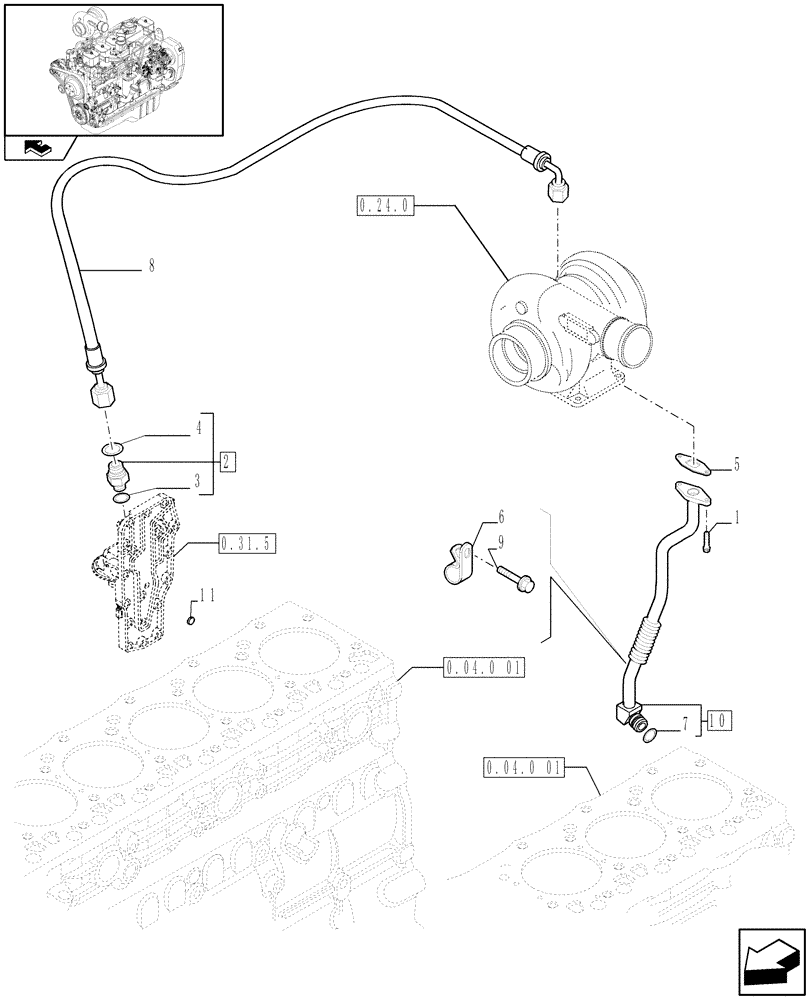 Схема запчастей Case IH F4GE9684D J603 - (0.30.5) - PIPING - ENGINE OIL (2853332) 