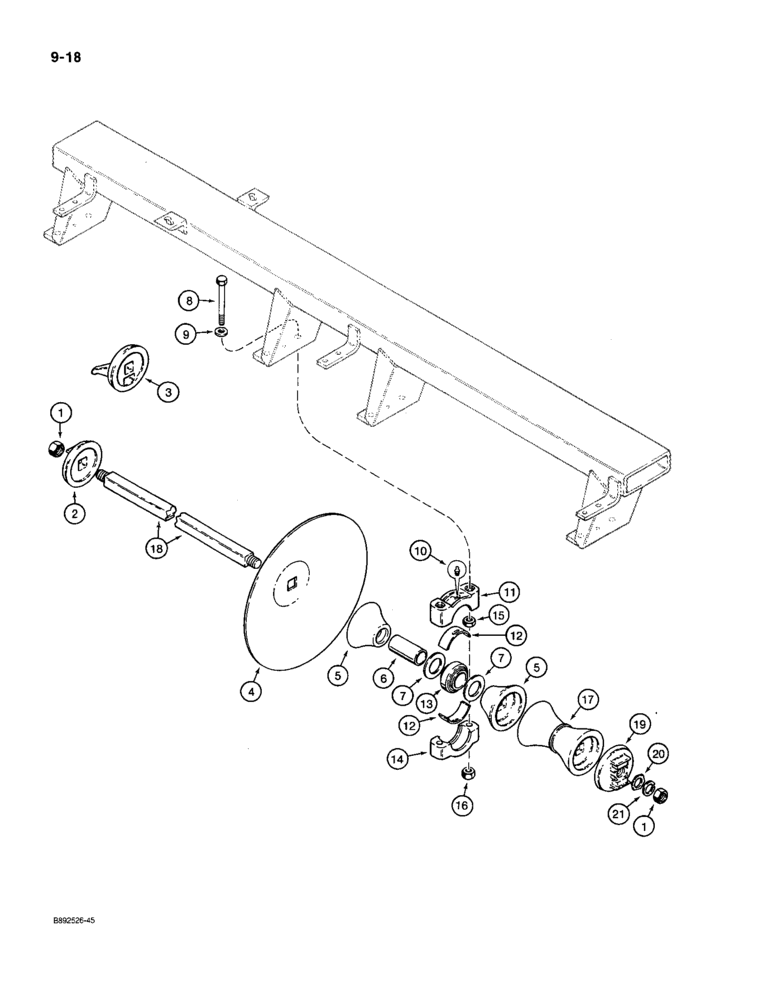 Схема запчастей Case IH 780 - (9-18) - DISKS AND BEARINGS, DISK HARROWS WITH SPRING TYPE SCRAPERS (09) - CHASSIS/ATTACHMENTS