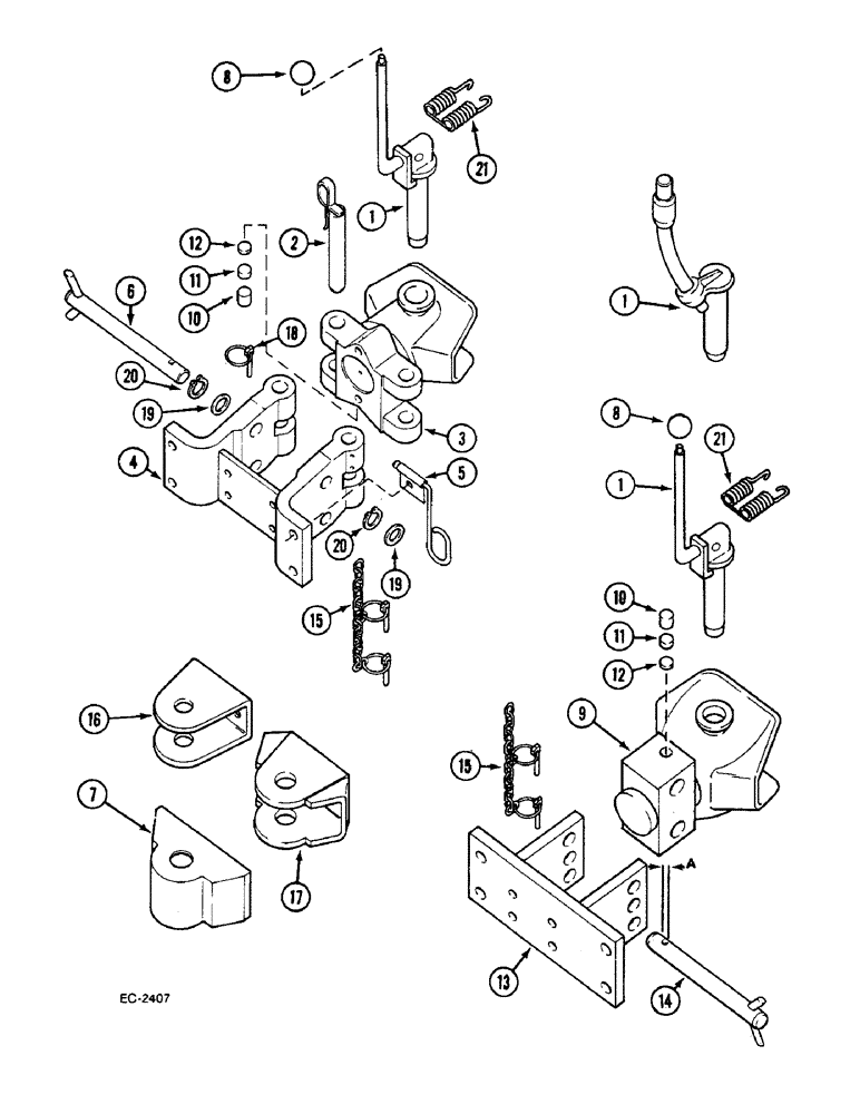 Схема запчастей Case IH 833 - (9-578) - TRAILER HITCH (09) - CHASSIS/ATTACHMENTS