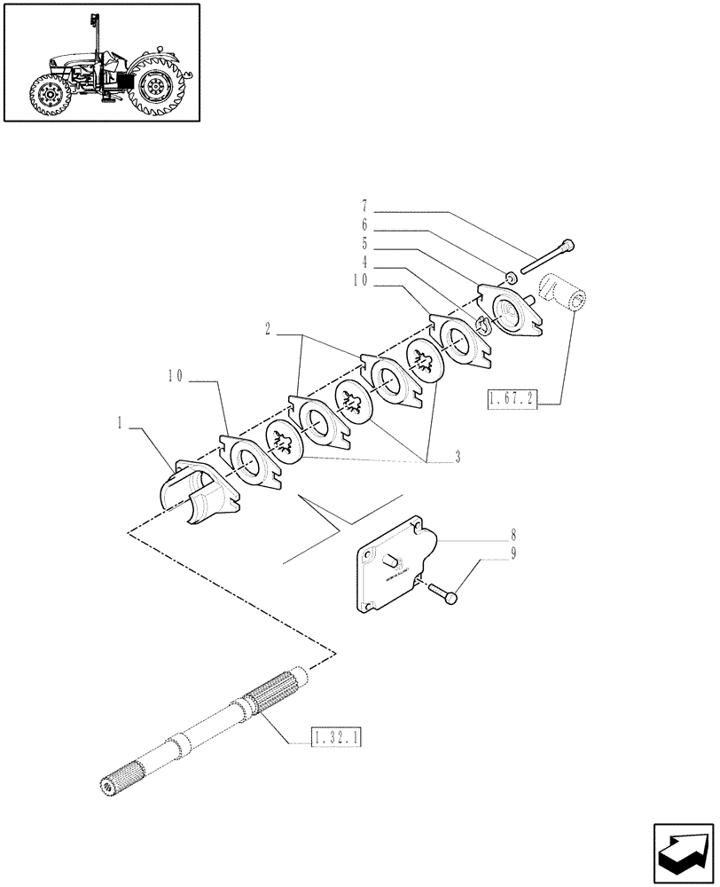 Схема запчастей Case IH JX1085C - (1.65.5) - PARKING BRAKE (05) - REAR AXLE