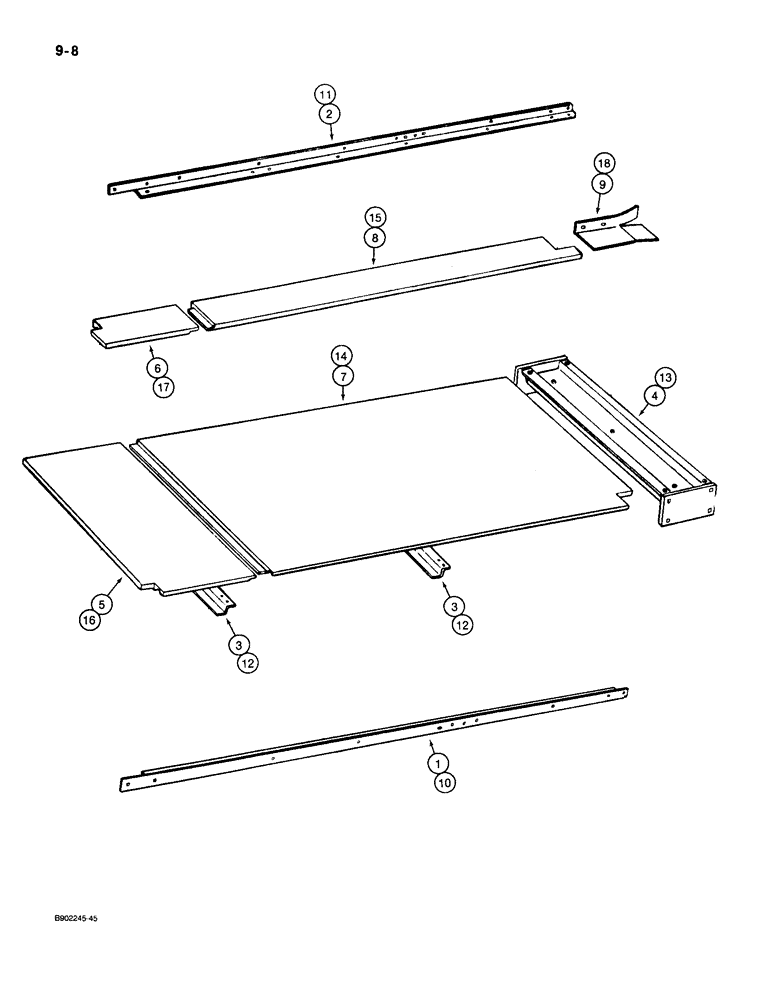 Схема запчастей Case IH 540 - (9-008) - SPREADER BOX, BOTTOM, FOUR PIECE BOARD CONNECTING, MODEL 540, SERIAL NUMBER 7309 AND AFTER (09) - CHASSIS/ATTACHMENTS