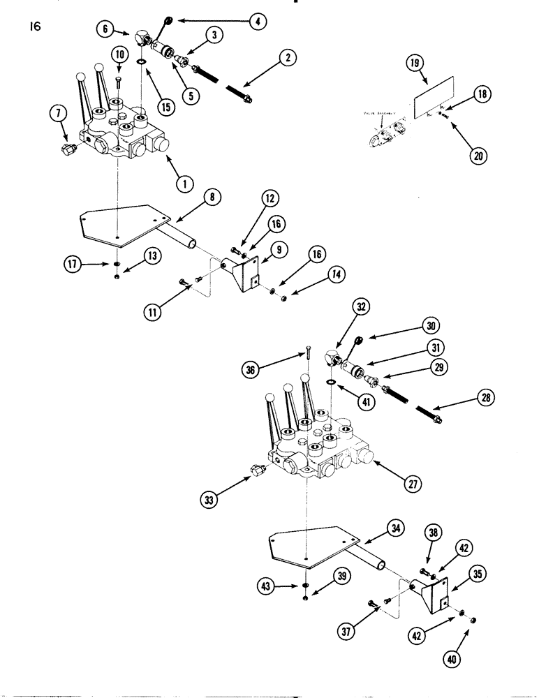 Схема запчастей Case IH 74L - (16) - TWO SPOOL VALVE AND HOSES (35) - HYDRAULIC SYSTEMS